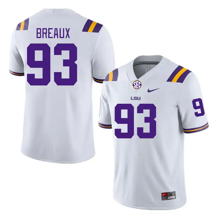 Men's LSU Tigers Ahmad Breaux #93 White NCAA Football Jersey